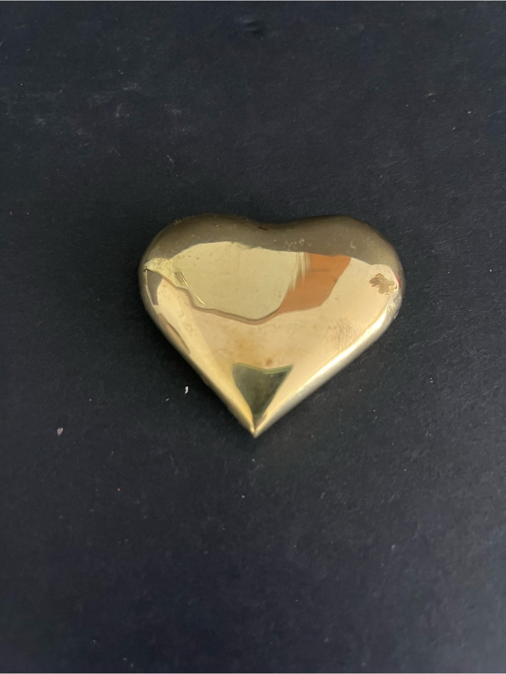 Vintage Solid Brass Heart Shaped Paperweight 1 7/8” India